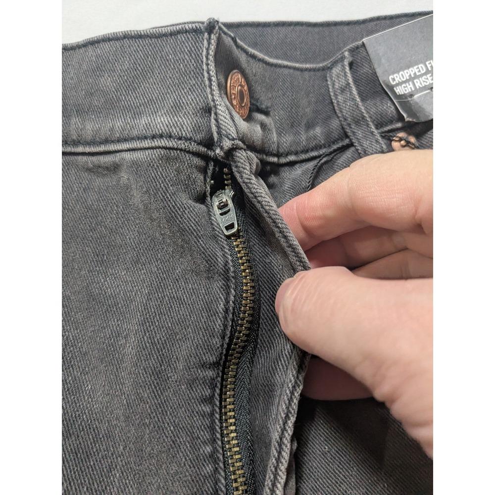 EXPRESS CROPPED FLARE‎ HIGH RISE - Women 14 Raw Hem Black Denim Jeans NEW - Picture 12 of 16